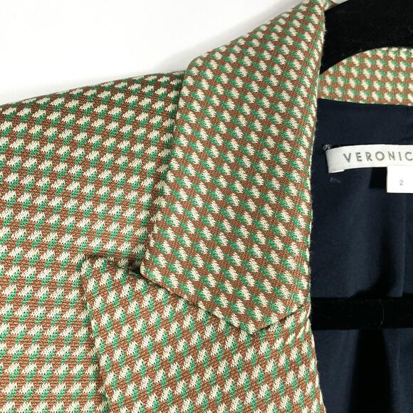 Veronica Beard Zeni Blazer Green Brown Jacket One-Button Long Sleeve Sz 2 - Picture 8 of 14